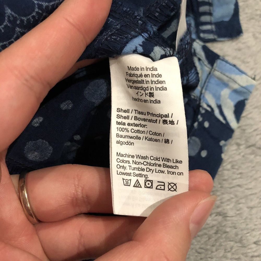 J.Crew Indigo Dyed Madras Patchwork Camp Collared Shirt Men's XL Casual‎ - Picture 7 of 10